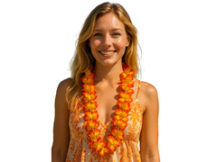 Naszyjnik hawajski pomarańczowo-żółty - 90 cm - 1 szt.