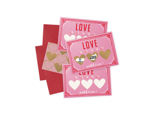 Miłosna walentynkowa karta zdrapka- DIY - 3 szt.