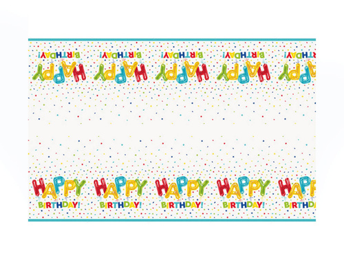 Obrus urodzinowy Happy Birthday - 137 x 213 cm - 1 szt.