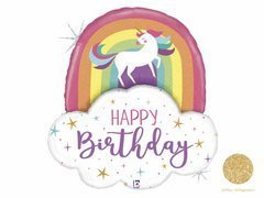 Balon foliowy Tęcza i Jednorożec - 89 cm - 1 szt.
