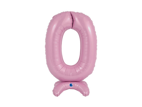 Balon foliowy stojący cyfra 0 pastelowa różowa - 64 cm - 1 szt.