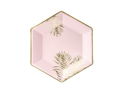 Talerzyki papierowe Liście jasnoróżowe - 23 cm - 6 szt.