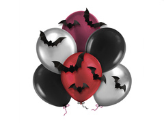 Balony lateksowe na Halloween z nietoperzami DIY - 30 cm - 6 szt.