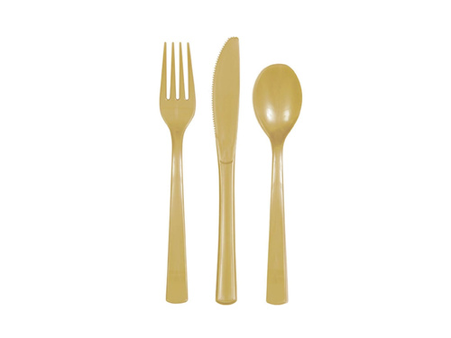 Sztućce plastikowe złote - 18 szt.