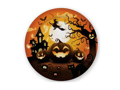 Talerzyki papierowe halloweenowe Dynia - 23 cm - 6 szt.