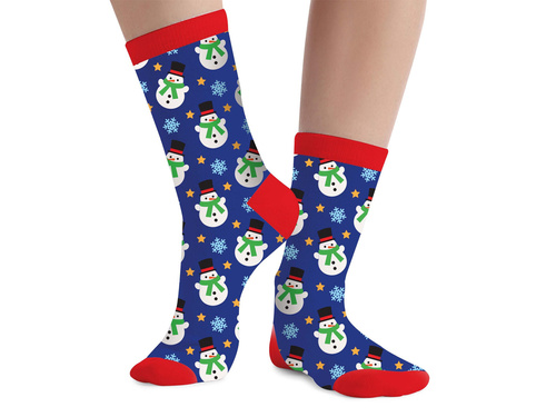 Świąteczne skarpetki dla dorosłych Bałwanki - 1 para