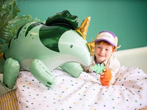 Balon foliowy 3D Triceratops zielony - 93 x 49 cm - 1 szt.