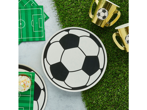 Talerzyki papierowe Piłka Nożna - 23 cm - 8 szt.