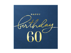 Serwetki na sześćdziesiąte urodziny granatowe - 33 cm - 10 szt.