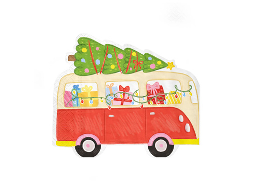 Serwetki bożonarodzeniowe Autko z Choinką - 10 szt.