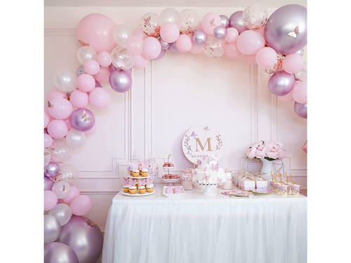 Zestaw balonów do girlandy balonowej różowo-fioletowy - 124 szt.