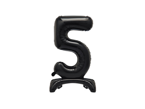 Balon foliowy stojący cyfra 5 czarny - 76 cm - 1szt.
