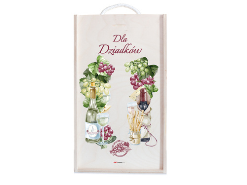 Skrzynka drewniana podwójna na wino dla dziadków