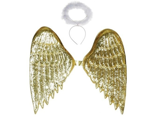Skrzydła anioła złote z aureolką - 40 x 35 cm - 1 szt.
