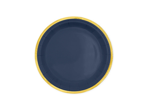 Talerzyki papierowe granatowe ze złotym brzegiem - 18 cm - 6 szt.