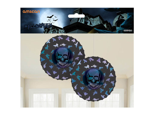 Dekoracja wisząca z czachą i krukami - 2 szt.