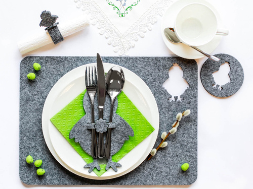 Etui na sztućce z miękkiego filcu - Kurczaczek Wielkanocny - 2 szt.