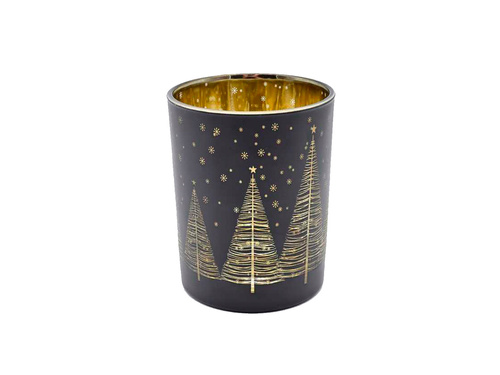 Szklany świecznik złoty Choinki - 1 szt.