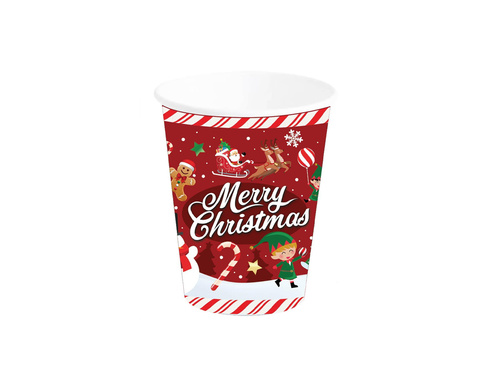 Kubeczki papierowe na Święta Bożego Narodzenia Merry Christmas - 240 ml - 6 szt.