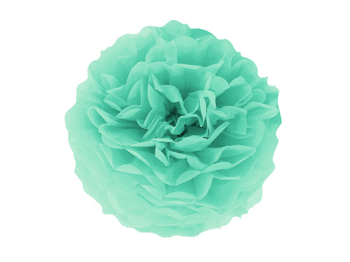 Dekoracja wisząca pompon kwiat - turkusowy - 35 cm - 1 szt.