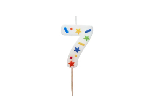 Świeczka cyferka siedem Konfetti - 7 - 1 szt.