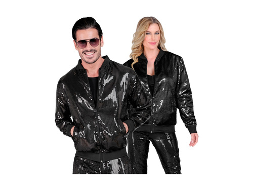 Imprezowa cekinowa kurtka - bomberka - czarna