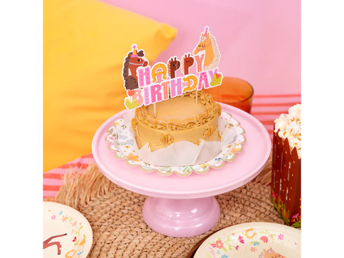 Topper Happy Birthday Koniki - 14 cm - 1 szt.