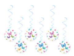 Dekoracja wisząca urodzinowa Motylki - 6 szt.