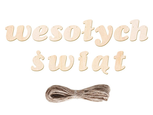 Girlanda drewniana napis Wesołych Świąt - 10 m