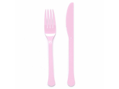 Sztućce plastikowe jasnoróżowe - 24 szt.