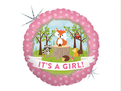 Balon foliowy It's a Girl Zwierzęta leśne - 46 cm - 1 szt.