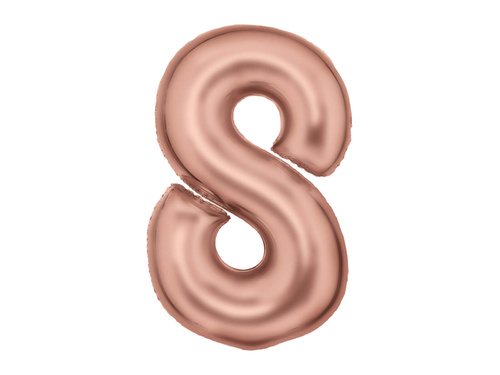 Balon foliowy satynowy cyfra 8 różowe złoto - 86 cm - 1 szt.