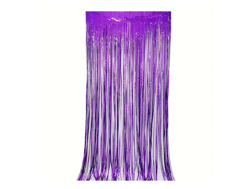 Kurtyna - zasłona na drzwi fioletowa metaliczna - 100 x 200 cm