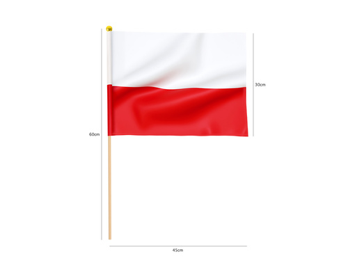 Polska flaga narodowa na patyku - 30 x 45 cm - 5 szt.