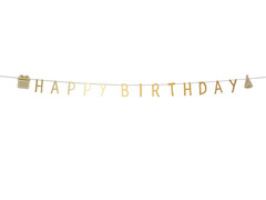 Baner Happy Birthday złoty - 2 m - 1 szt.