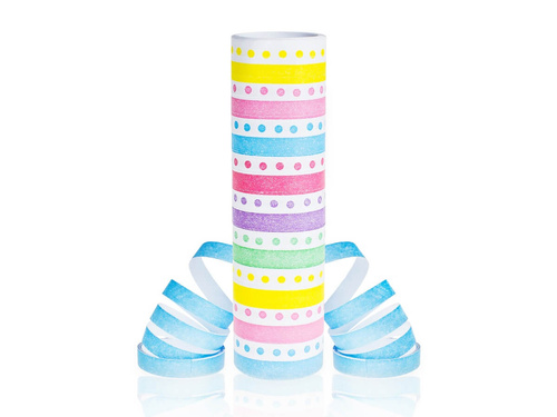 Serpentyna Groszki i paski tęczowe - 4 m - 1 szt.