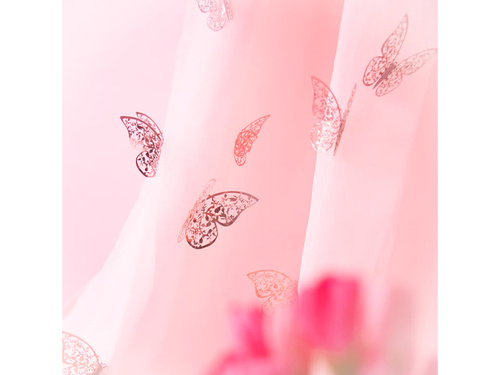 Naklejki motylki koronkowe różowe złoto - 12 szt.