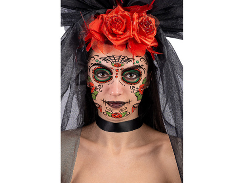 Tatuaż na twarz Meksykańska Czacha z różami - 1 szt.