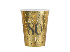Kubeczki papierowe na osiemdziesiąte urodziny 80 Sparkling - 270 ml - 10 szt.