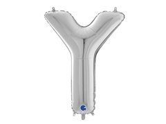 Balon foliowy srebrna litera Y - 66 cm - 1 szt.