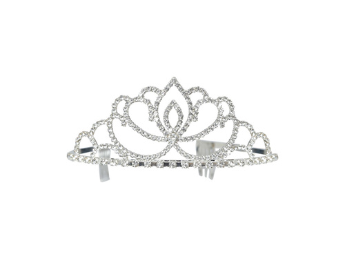 Metalowa tiara diadem srebrny - 1 szt.
