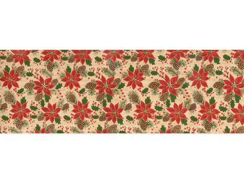 Dekoracja bieżnik na stół Gwiazda betlejemska - 28 cm x 275 cm - 1 szt.