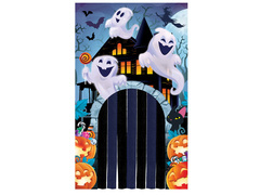 Dekoracja z kurtyną na drzwi Wesołe Halloween - 145 x 240 cm - 1 szt.