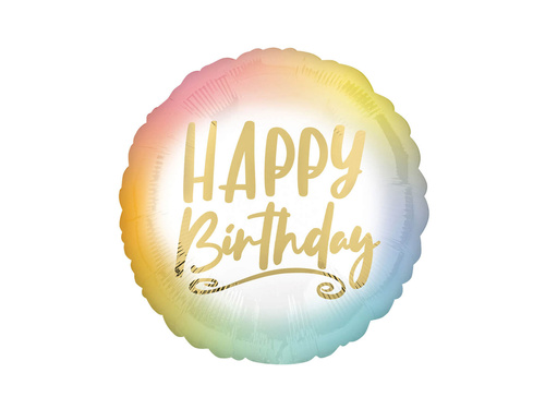 Balon foliowy Happy Birthday ombre - 43 cm - 1 szt.