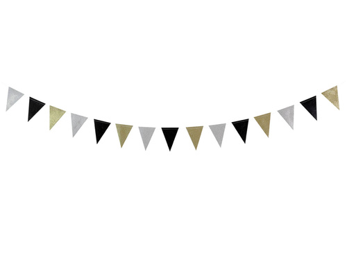 Baner ze złotymi, srebrnymi i czarnymi flagami - 260 cm - 1 szt.