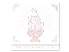 Zaproszenie na Chrzest Święty różowe - 10 szt.