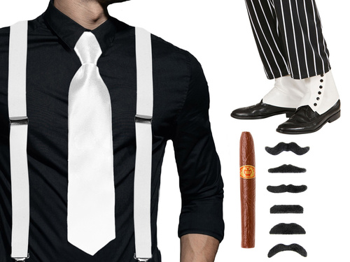 Zestaw gangstera biały - 1 komplet.