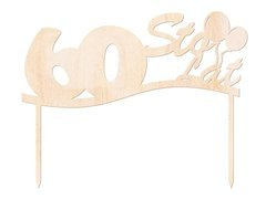 Topper drewniany na tort 60 sto lat - 1 szt.