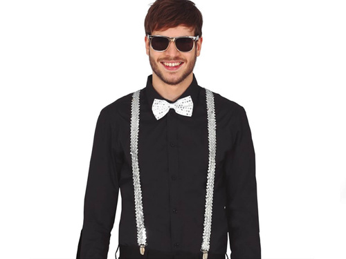 Srebrny cekinowy zestaw dodatków