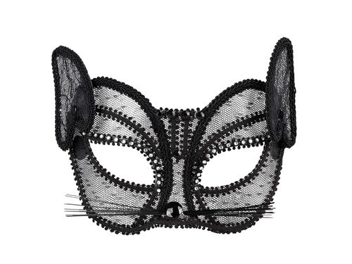 Maska karnawałowa Kot czarny z cekinami - 1 szt.